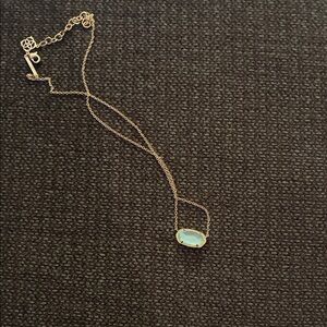 Kendra Scott Elisa pendant, aquamarine Gold Necklace with Aqua Oval Stone